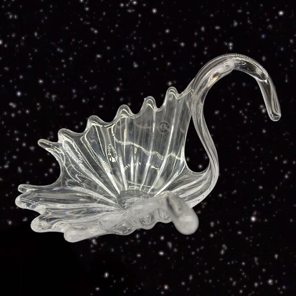 Vintage Clear Swan Crystal Glass Bowl Centerpiece French Glass Marked 9”W 7”T - Picture 13 of 13